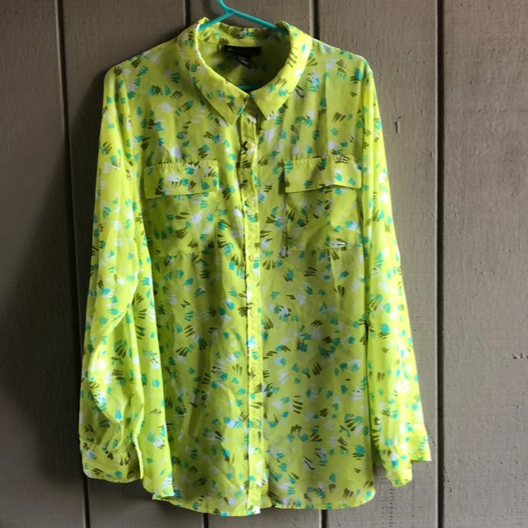 Lane Bryant Tops - Lane Bryant Lime Green Sheer Blous